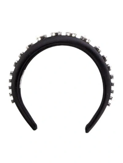 Pre-owned Miu Miu Headband With Faux Crystals In Black