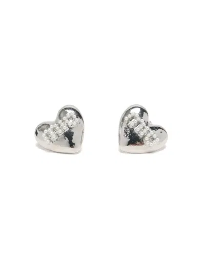 Pre-owned Miu Miu Heart Pearl Earrings In Silver