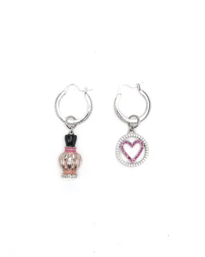 Pre-owned Miu Miu Heart Perfume Earrings In Silver