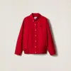 Miu Miu Heavy Poplin Blouson Jacket In Red