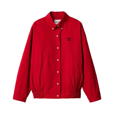 Pre-owned Miu Miu Heavy Poplin Blouson Jacket 'scarlett' | Red | Women's Size 38