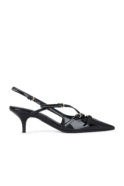 Miu Miu Leather Strappy Sling Back Kitten Pumps In Black