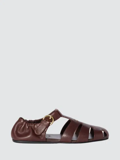 Miu Miu Refined Fisherman Sandals With Ruching And Adjustable Strap In Brown