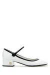 Miu Miu Leather Block Heel Pumps With Patent Finish In Multi