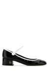 Miu Miu Leather Block Heel Pumps With Patent Finish
