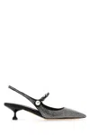 Miu Miu Scarpe Con Tacco In Raso Decorato Donna In Silver