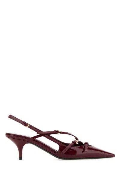 Miu Miu Slingback Deep Purple In Patent Leather With Buckles