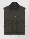 Miu Miu Sleeveless Padded Jacket With Smooth Collar In Green