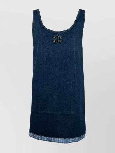 Miu Miu Hem Layered Scoop Neckline Sleeveless Dress
