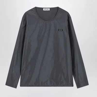 Miu Miu Hematite Grey Blouse In Renylon In Gray