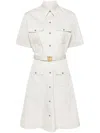 Miu Miu Hemdkleid Mit Logo-patch In Neutrals