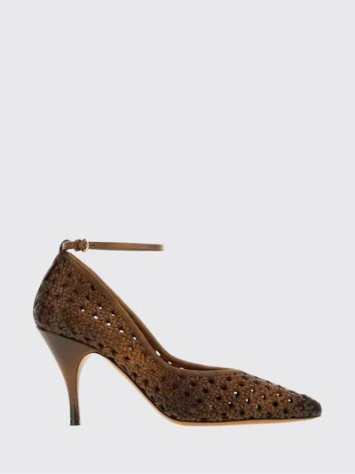 Miu Miu 80 Woven Leather Pointed Pumps In Brown