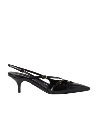 MIU MIU MIU MIU BUCKLE-EMBELLISHED POINTED TOE SLINGBACK PUMPS