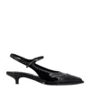 Miu Miu Women Leather Brogue Slingback T-strap Pumps In Black