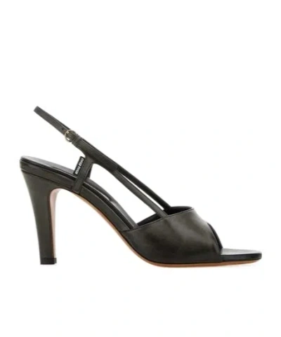 Miu Miu High-heeled Slingback Sandals In Black