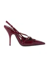 Miu Miu Slingback Deep Purple In Patent Leather With Buckles Women In Red