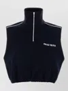 Miu Miu High Neck Polyester Blend Top Elastic In Black