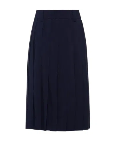 Miu Miu High-waist Pleated Skirt In Blue