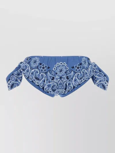 Miu Miu High Waist Poplin Swim Brief Print In Blue