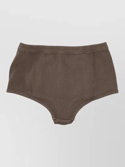 Miu Miu High Waist Ribbed Texture Lingerie Brief In Brown