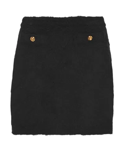 Miu Miu Bouclé Miniskirt In Black