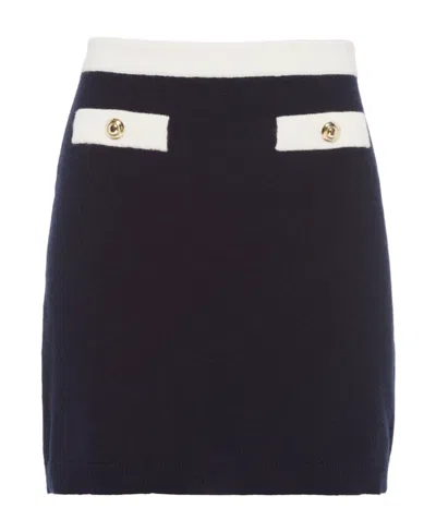 Miu Miu High-waisted Cashmere Miniskirt In Blue