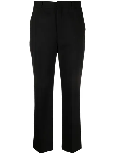 Miu Miu High-waisted Cropped Trousers In Black
