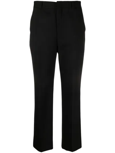 Miu Miu High-waisted Cropped Trousers In Nero