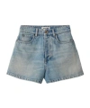 Miu Miu High-waisted Denim Shorts In Light Blue