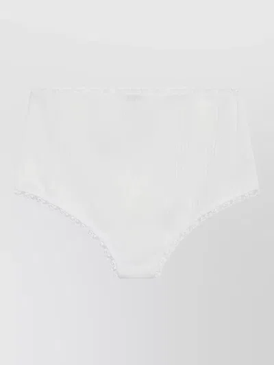 Miu Miu High Waisted Lace Trim Underwear Brief In White