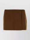 Miu Miu High-waisted Mini Skirt In Wool Blend In Brown
