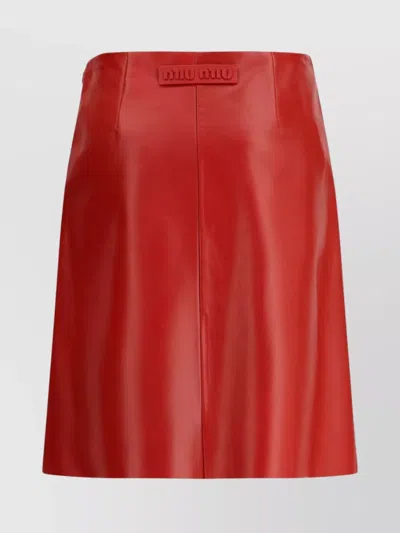 Miu Miu High-waisted Nappa Leather Skirt Design In Red