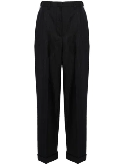 MIU MIU MIU MIU HIGH-WAISTED PINSTRIPE TAILORED TROUSERS