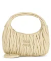 Miu Miu Lamb Leather Quilted Shoulder Bag In Beige