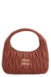 Miu Miu Hobo Bag Wander In Nappa Quilted In Brown