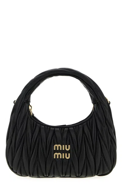 Miu Miu 'hobo Wander' Handbag In Black