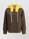Miu Miu Hooded Bomber Jacket Detachable Hood In Brown