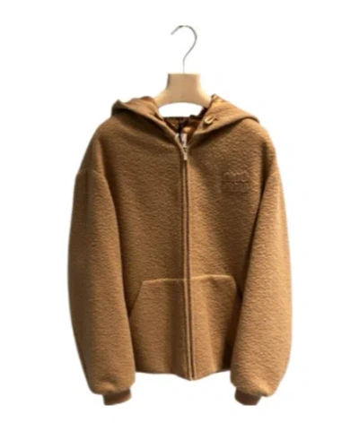 Miu Miu Hooded Casual Jacket In Brown
