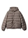 Miu Miu Hooded Down Jacket In Brown