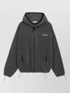 Miu Miu Hooded Jacket Elasticated Cuffs Drawstring Hem In Gray