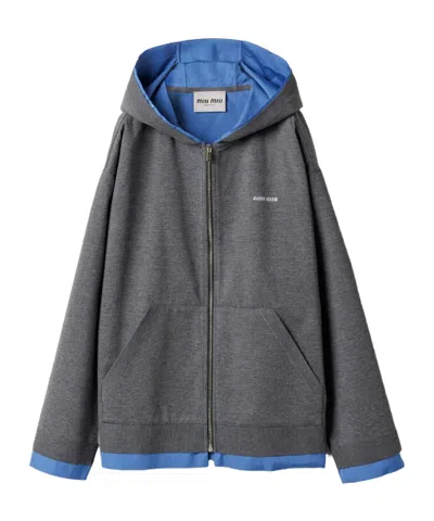 Miu Miu Hooded Jacket In Gray