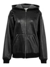 Miu Miu Hooded Leather Jacket In Black