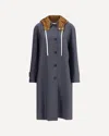 Miu Miu Tailored Long Coat With Detachable Hood In Gray