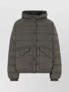 Miu Miu Hooded Quilted Down Jacket And Pockets In Gray
