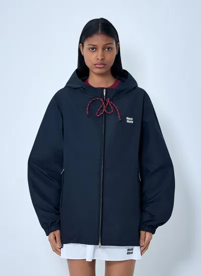 Miu Miu Hooded Zip Jacket In Blue