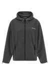 Miu Miu Hooded Jacket Elasticated Cuffs Drawstring Hem In Gray