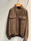 Miu Miu Houndstooth Check Blouson Jacket In Brown