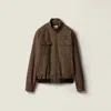 Miu Miu Houndstooth Check Blouson Jacket In Brown