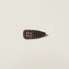 Miu Miu Houndstooth Hair Clip In Brown
