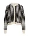 Miu Miu Houndstooth-knit Cashmere Cardigan In Black